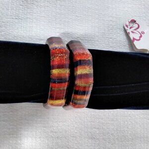 J Love bangles bracelet Set of 2 Chunky Acrylic Beach Pool Travel Sparkle Bold